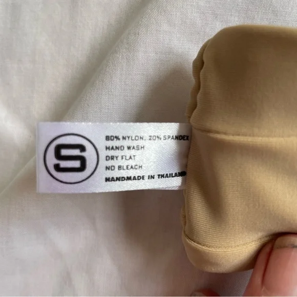 Black blue beige sprinted striped bikini swim set strapless bandeau, low rise S - Picture 3 of 10